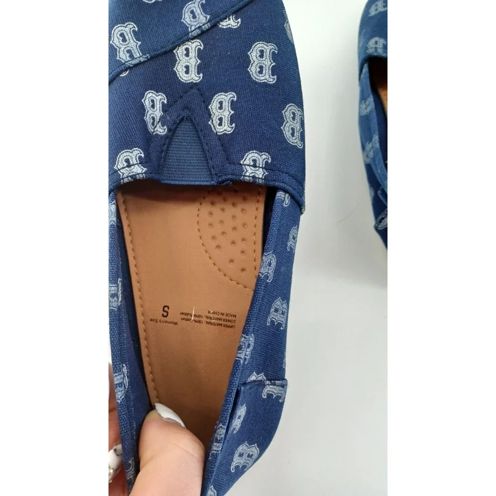 Team Beans MLB Boston Womens Flats Small Blue Red Sox Baseball